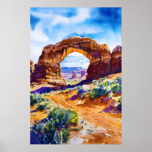 Póster Parque Nacional Arches Acuarela Acuarela
