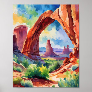 Póster Parque nacional Arches Acuarela Utah