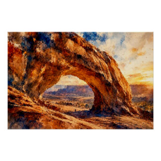 Póster Parque Nacional Arches al atardecer,