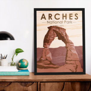 Póster Parque Nacional Arches Arco Delicado Vintage