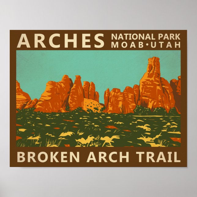 Póster Parque nacional Arches Parque nacional Utah Broken (Frente)