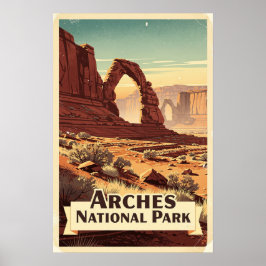 Póster Parque Nacional Arches Retro