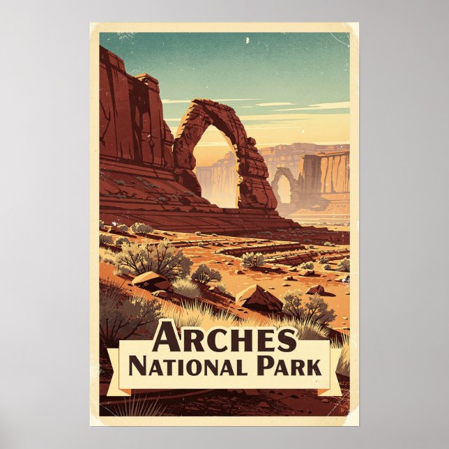Póster Parque Nacional Arches Retro (Frente)