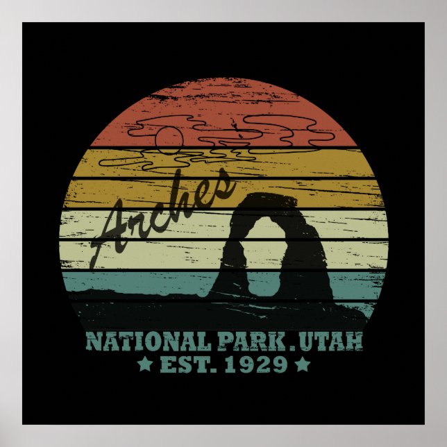 Póster Parque nacional Arches Utah Arco delicado vintage  (Frente)