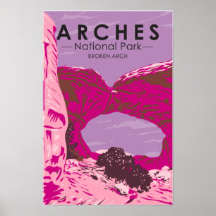 Póster Parque Nacional Arches Utah Arco Roto Vintage