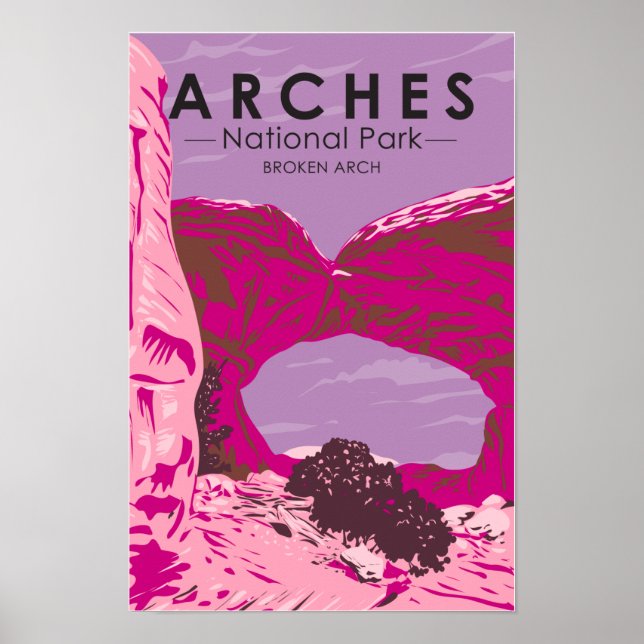 Póster Parque Nacional Arches Utah Arco Roto Vintage  (Frente)