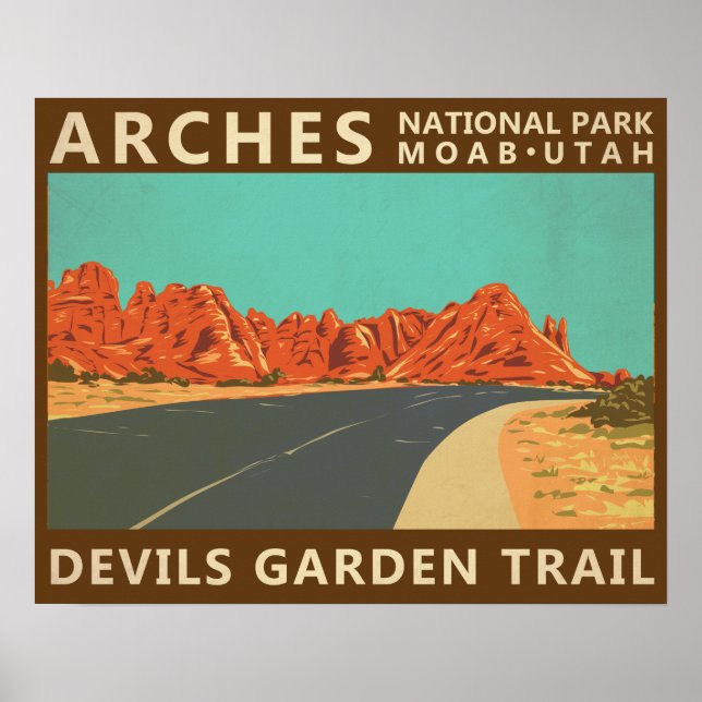 Póster Parque nacional Arches Utah Devils Garden Trail (Frente)
