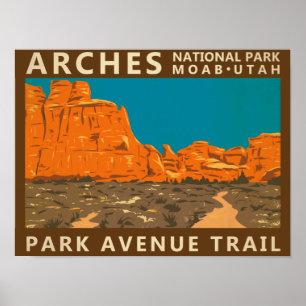 Póster Parque Nacional Arches Utah Park Avenue Trail 2 