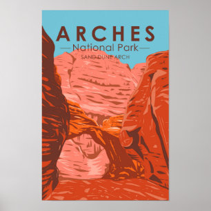 Póster Parque nacional Arches Utah Sand Dune Arch Vintage