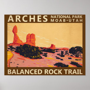 Póster Parque Nacional Arches Utah Sendero Balanced Rock