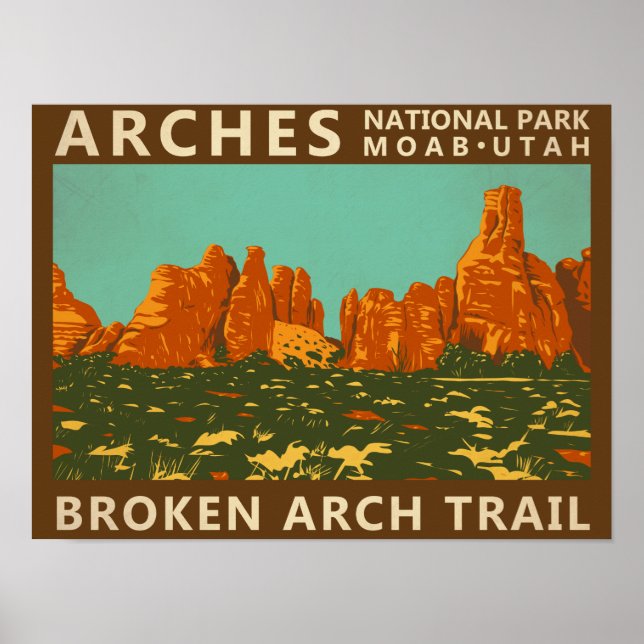 Póster Parque Nacional Arches Utah Sendero Broken Arch Re (Frente)