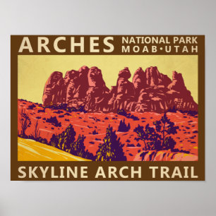 Póster Parque Nacional Arches Utah Skyline Arch Trail Ret