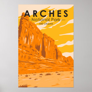 Póster Parque Nacional Arches Utah The Organ Vintage