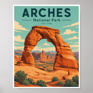 Póster Parque Nacional Arches Vintage Viaje
