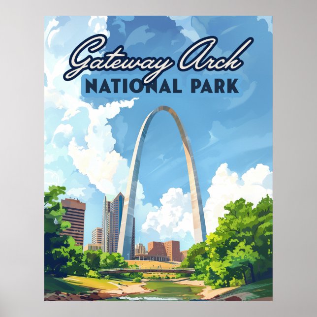 Póster Parque nacional Arco Gateway Missouri St Louis Ret (Frente)