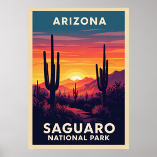 Póster Parque nacional Arizona Saguaro V01