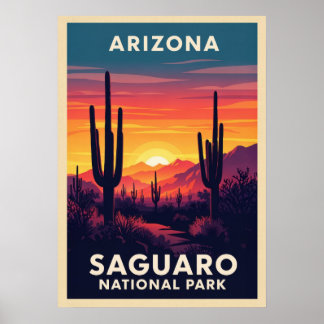 Póster Parque nacional Arizona Saguaro V01