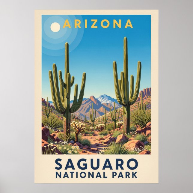 Póster Parque nacional Arizona Saguaro V02 (Frente)