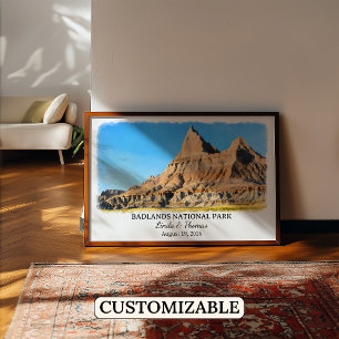 Póster Parque Nacional Badlands Dakota del Sur, Acuarela