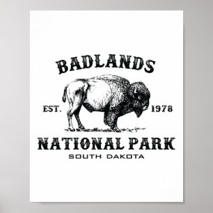 Póster Parque Nacional Badlands Dakota del Sur Bisonte Am
