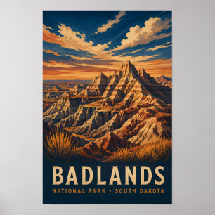 Póster Parque Nacional Badlands Dakota del Sur Grabado en