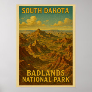Póster Parque nacional Badlands de Dakota del Sur V01