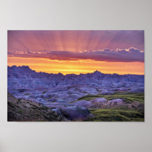 Póster Parque nacional Badlands Sunset, Dakota del Sur