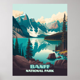 Póster Parque nacional Banff Lago Moraine Retro