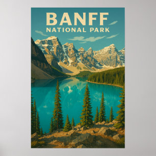 Póster Parque nacional Banff - Poster de Viajes Vintage