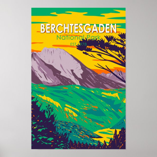 Póster Parque nacional Berchtesgaden Alemania Vintage (Frente)