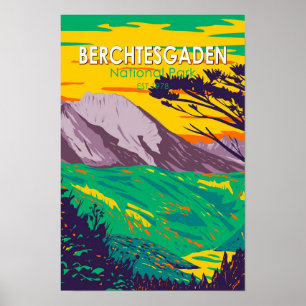 Póster Parque Nacional Berchtesgaden Alemania Vintage