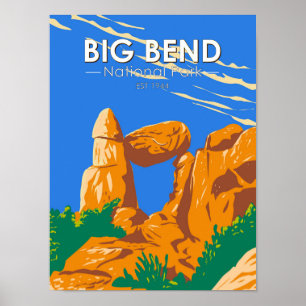 Póster Parque nacional Big Bend Balancing Rock Vintage