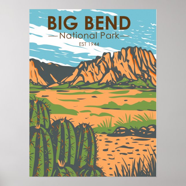 Póster Parque nacional Big Bend Parque nacional del desie (Frente)