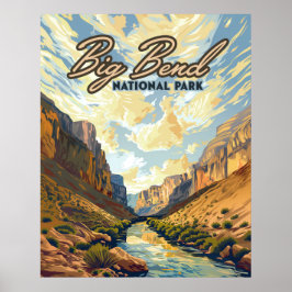 Póster Parque nacional Big Bend Retro del desierto de Tex