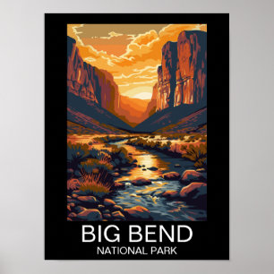 Póster Parque nacional Big Bend Texas Retro Travel