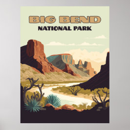 Póster Parque nacional Big Bend Texas Retro Travel
