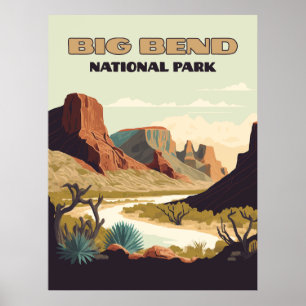 Póster Parque nacional Big Bend Texas Retro Travel