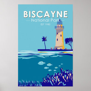 Póster Parque Nacional Biscayne Boca Chita Key Vintage