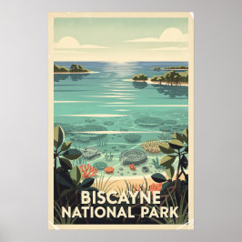 Póster Parque Nacional Biscayne Retro