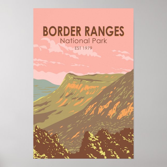 Póster Parque Nacional Border Ranges Australia Vintage  (Frente)