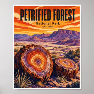 Póster Parque Nacional Bosque Petrificado Vintage