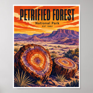 Póster Parque Nacional Bosque Petrificado Vintage