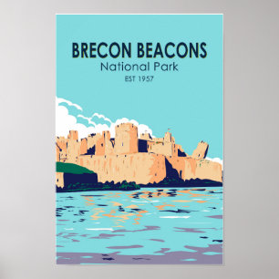 Póster Parque Nacional Brecon Beacons Castillo de Caerphi