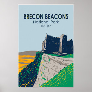 Póster Parque Nacional Brecon Beacons País de Gales Vinta