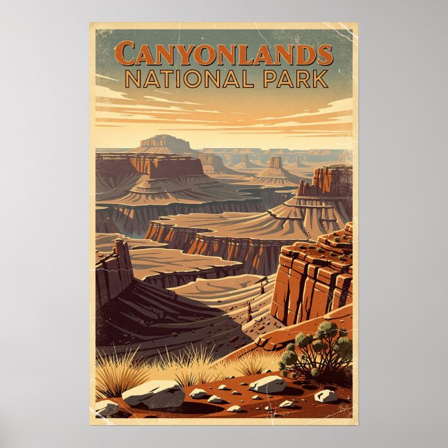 Póster Parque Nacional Canyonlands Retro (Frente)