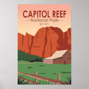 Póster Parque Nacional Capitol Reef Rancho Vintage