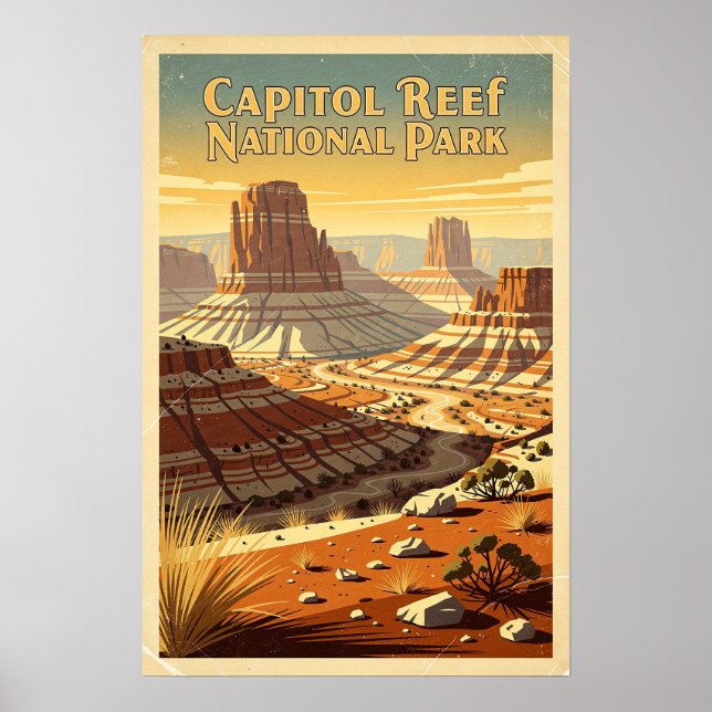 Póster Parque Nacional Capitol Reef Retro (Frente)