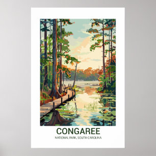 Póster Parque nacional Congaree Carolina del Sur Estados 