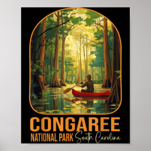 Póster Parque Nacional Congaree Carolina del Sur Senderis