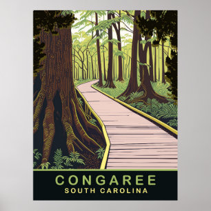 Póster Parque Nacional Congaree Carolina del Sur, Viajes